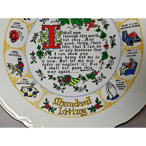 Vintage Enco National Decorative Plate Abundant Living Inspirational Prayer - Picture 8 of 8
